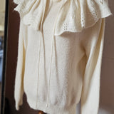 Vintage Ruffle Collar Knit Sweater M/L