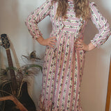 70s Prairie Dream Dress – Rose Plaid Ruffle Maxi 8