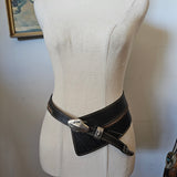 Vintage Crocetta Italy Leather Belt with Silver Snake Head Buckle