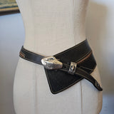 Vintage Crocetta Italy Leather Belt with Silver Snake Head Buckle