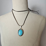 sterling silver turquoise stone pendant necklace