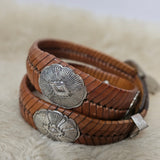 Vintage Tooled Western Leather Concho Belt – Adjustable Size 32