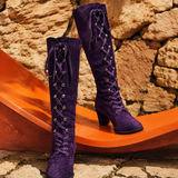 Purple Rain Lace-Up Knee-High Boots 8