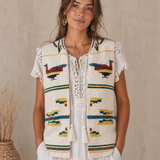 Vintage Handwoven Vest Native American bird Motifs M/L