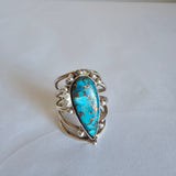 Vintage Sterling Silver Turquoise Ring with Golden Matrix – Stamped 925