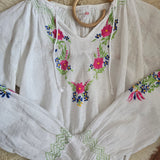 70s Vintage Embroidered Blouse — XS/S