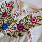 Vintage Mexican Embroidered Blouse – Cream – Best Fit Small 8/10