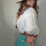 Vintage Mexican Cotton Embroidered Blouse M/L