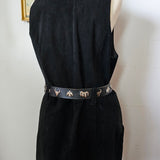 Vinetti Black Suede Long Waistcoat Vest / Dress (M–L)