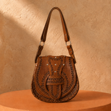 Vintage Tooled Leather Shoulder Bag