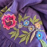 Chasing Unicorns 'Northern Skies' Embroidered Cotton Gauze Maxi Dress S /small faults