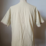 Vintage Mexican Embroidered Blouse – Cream – Best Fit Small 8/10