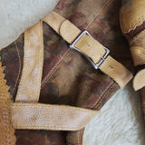 Vintage Via Uno Leather & Suede Floral Print Boots – Tan & Brown Wedge Heel
