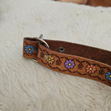vintage hand painted tooled leather bag – floral detail