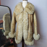 Vintage Patchwork Shearling Penny Lane Coat – Genuine Leather Sheepskin Lined tag 6.8/10