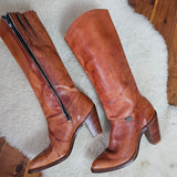 Vintage 1970s Dingo Brown Leather Knee-High Boots – Size 7.5
