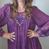 Vintage Indian Cotton Dress – Purple & Mauve Boho Beauty small size 8 small 10