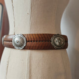 Vintage Tooled Western Leather Concho Belt – Adjustable Size 32