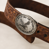 Vintage USA-Made Tooled Leather Eagle Belt