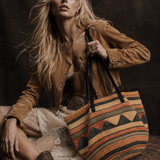 Woven Tribal Print Tote Bag