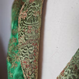 Vintage Emerald Green Asian Brocade Coat robe