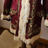 Vintage Afghan Fur-Lined Embroidered Coat – Burgundy / Brown – XS-S 8