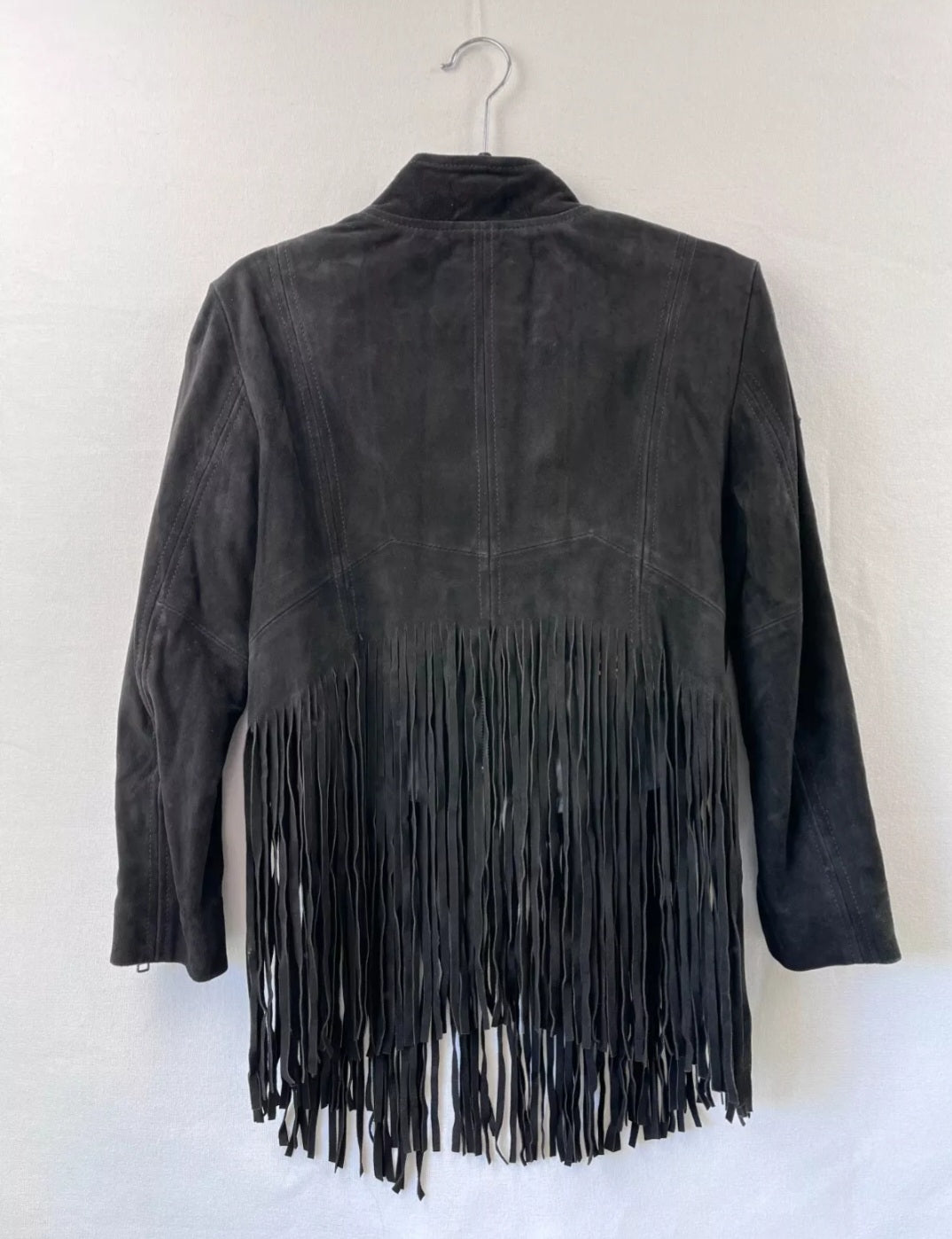 Black fringe suede jacket