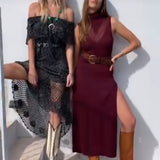 Chasing Unicorns Burgundy Knit Maxi Dress – Size M