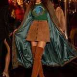 Rust Velvet-Feel Lace-Up Over-the-Knee Boots 7/8
