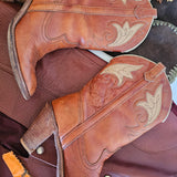 Vintage Brown Leather Western Cowboy Boots – Size 37 (USA Made)