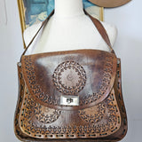 Vintage Tooled Leather Shoulder Bag