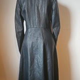 Vintage Leather Trench Coat  Dark Blue 8/10
