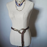 vintage brighton braided leather belt + original pouch