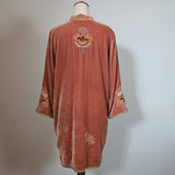 Chasing Unicorns Hand-Woven Velvet Embroidered Tunic Dress – Peach Silk Velvet M rrp$650