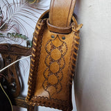 Vintage Tooled Leather Messenger Bag — Custom Paint Option Available