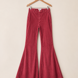 House of Skye Burgundy Corduroy Bell Flares — Size L