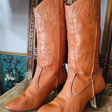 Vintage Tan Leather Western Boots – Size 6.5 (fits 6.5–7)