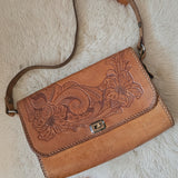 Vintage Hand-Tooled Leather Shoulder Bag