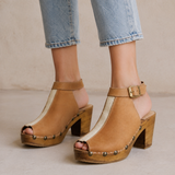 Vintage Leather/ Wood Clog Heels – Size 8