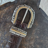 Vintage Brighton Leather Belt – Ornate Western Buckle S