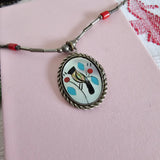 Vintage Sterling Silver Zuni Bird Inlay Necklace