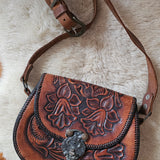 Hand-Tooled Vintage Leather Crossbody Bag