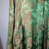 Vintage Emerald Green Asian Brocade Coat robe