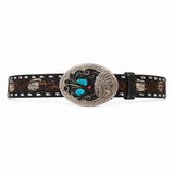 Handcrafted Western Leather Belt with Turquoise Buckle