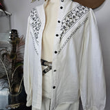 Vintage Embroidered Cotton Blouse – Size 8/10