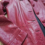 Vintage Red Leather Coat Tagged  14 fit more like 10