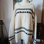 Vintage cream cable knit jumper with black detail
