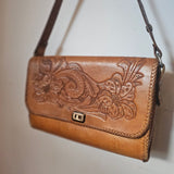 Vintage Hand-Tooled Leather Shoulder Bag