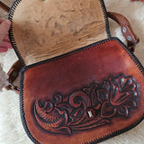 Hand-Tooled Vintage Leather Crossbody Bag