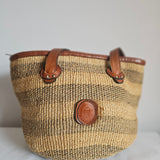 Vintage Woven Rattan Leather Tote Bag